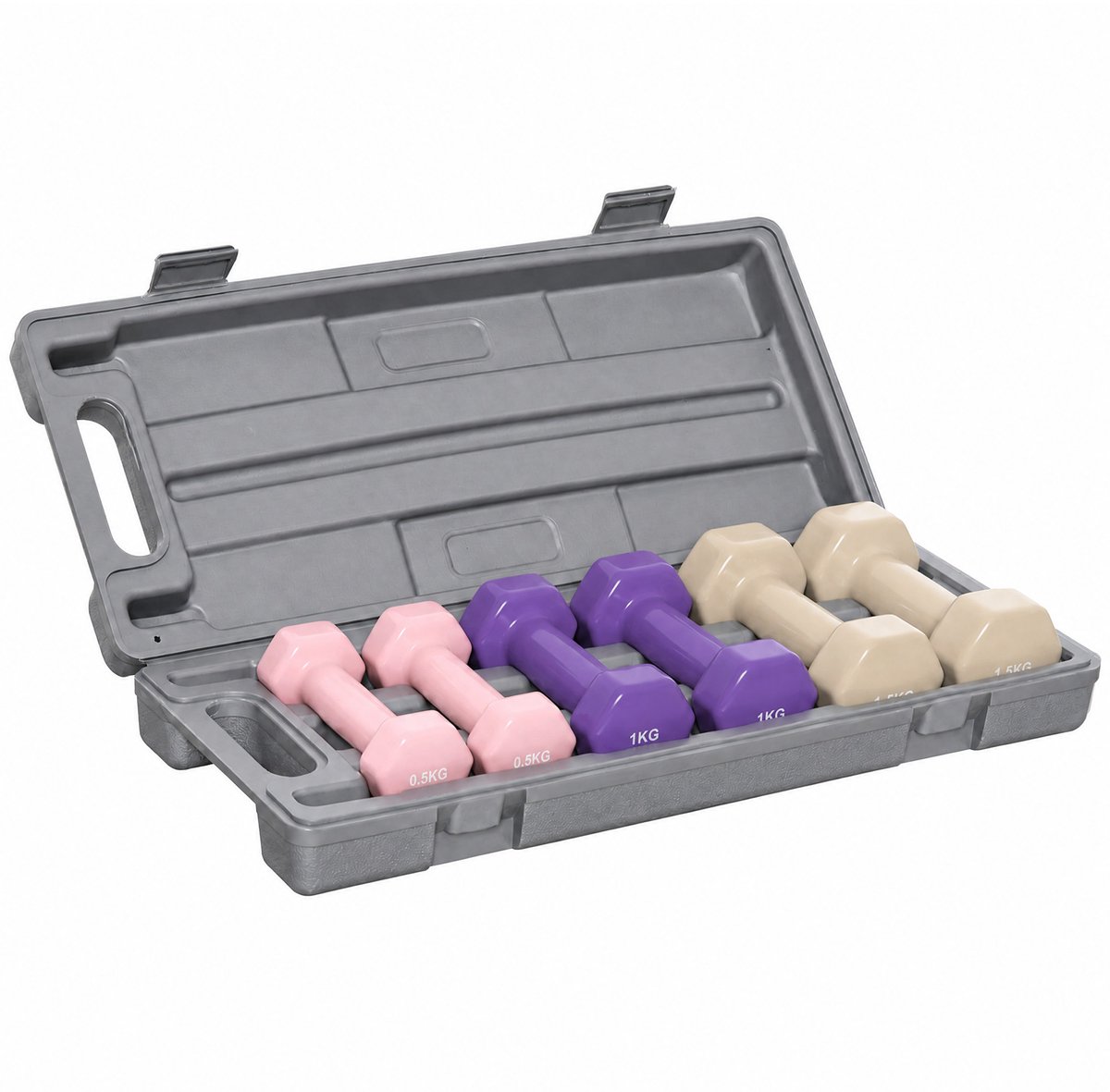 HOMCOM Halterset Staal, Kunstleer 43L x 18B x 7,5H cm Roze+Paars+Koffie