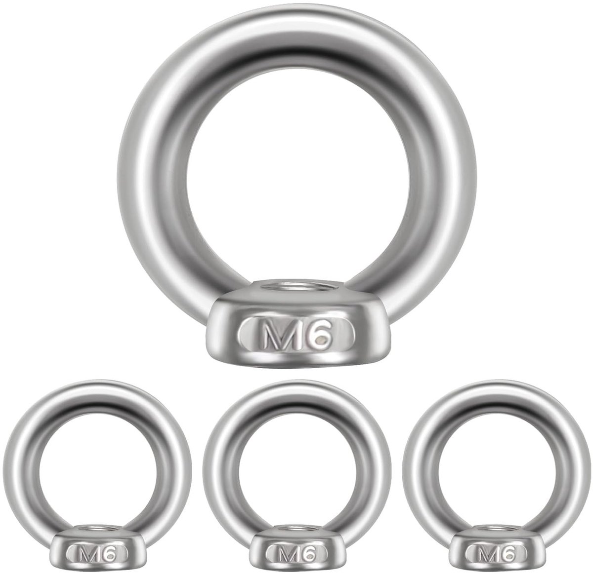 Ringvormige Hefogen Set van 12 Stuks M6, Roestvrij Stalen Draadmoeren voor Lifting en Bevestiging
