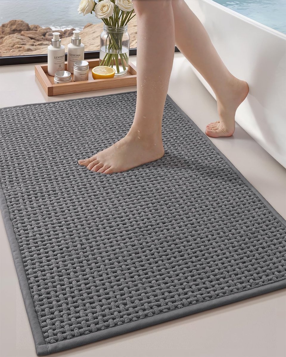 Badmat - Chenille - Boho - Antislip - Absorberend - Grijs