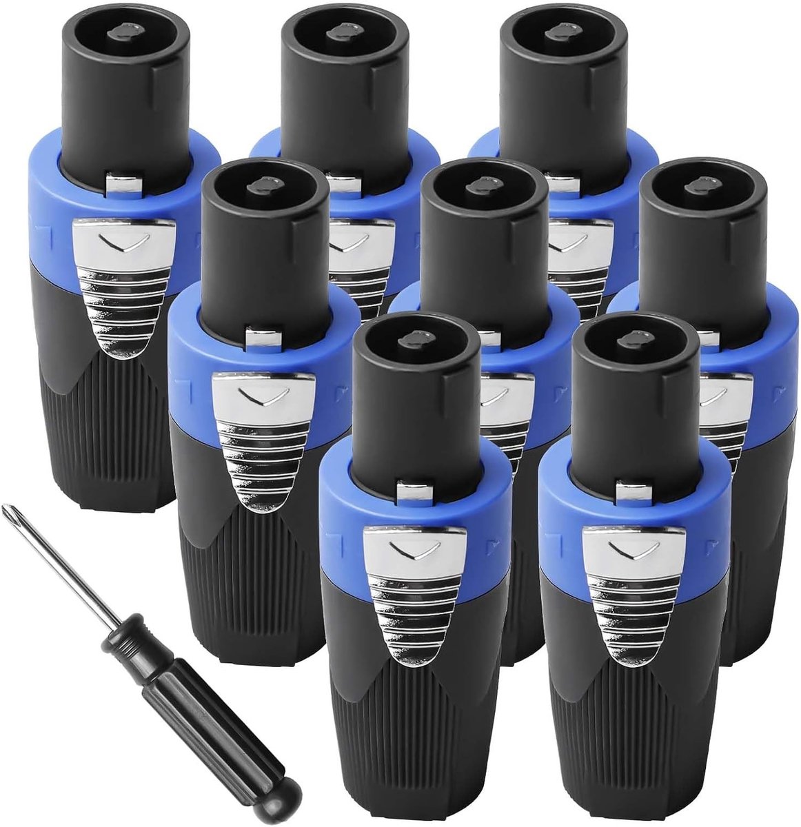 8 Stuks Speakon Connectoren met Schroevendraaier voor Luidspreker Kabel, Versterker Aansluitingen en Geluidsinstallaties