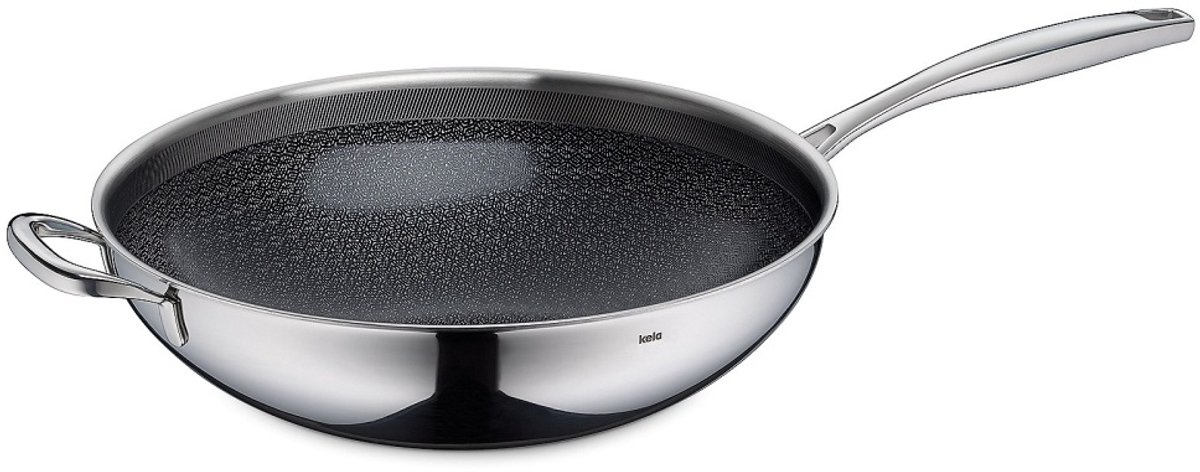 Flavoria roestvrijstalen wokpan met antiaanbaklaag, 32 cm, 4,5 l
