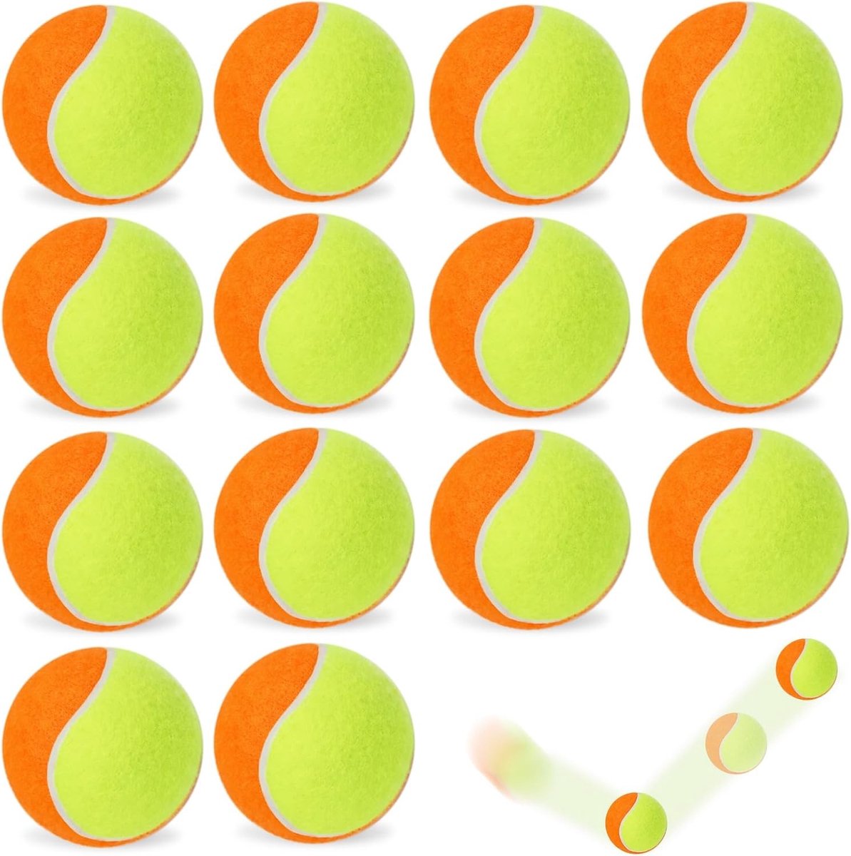 Tennisballen voor Beginners en Volwassenen, 15 Stuks, 63.5 mm, Duurzaam en Hoogwaardige Stage 3 Oefenballen in Oranje