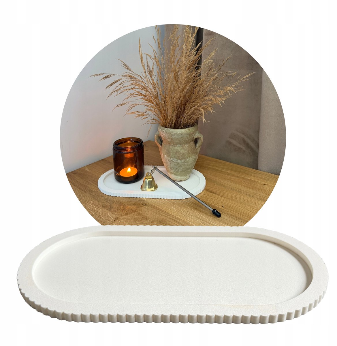 Decoratief Dienblad Wit 25cm - Japandi Stijl
