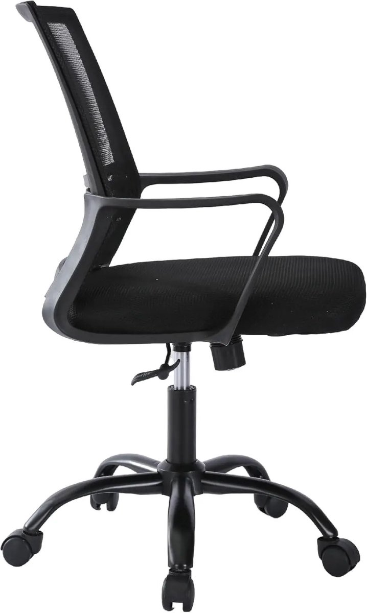 Bresht Bureaustoel - Draaistoel - Stoel - Stoelen - Ergonomisch - Mesh rugleuning - Verstelbare hoogte - Zwart - 60 x 60 x 90 cm