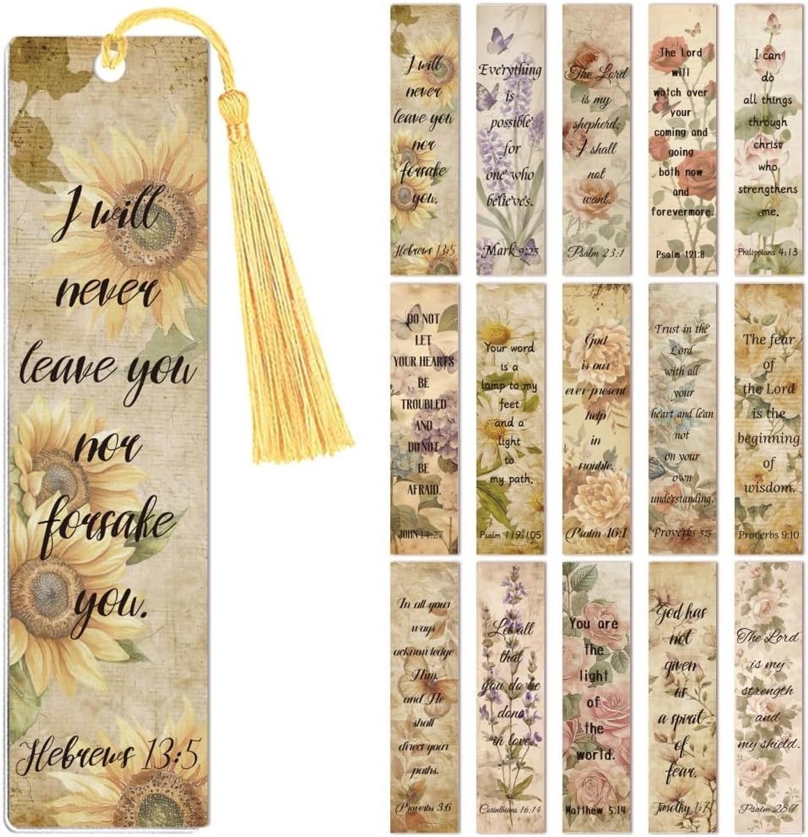 30 Stuks UV DTF Boekenleggers Wraps Transfer Stickers met Vintage Bloemen en Bijbel voor Lezers, Waterdichte Boekenleggers Stickers voor Acryl, Plastic en Metaal