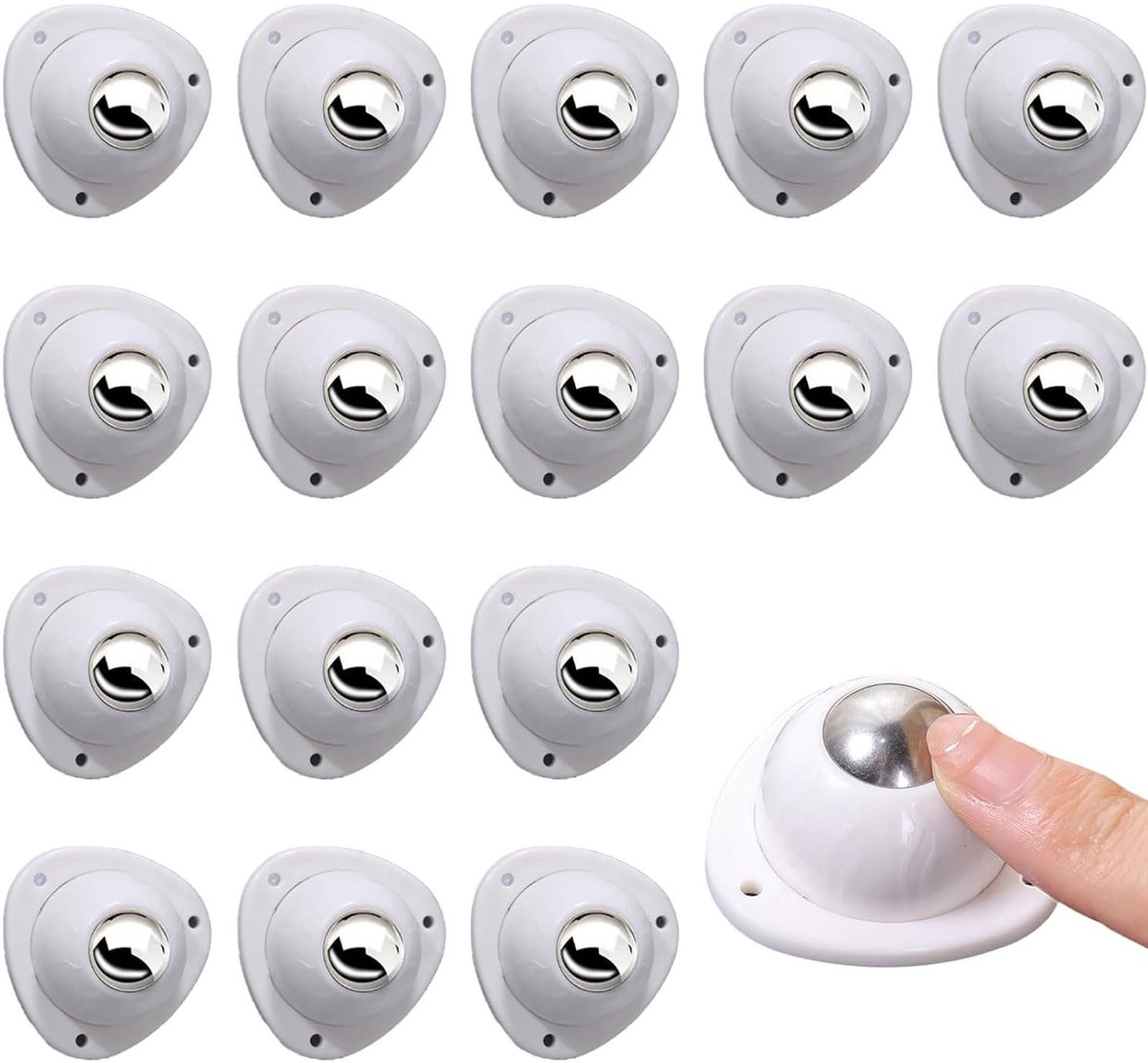 16 Stuks Meubelwielen met Bal voor Keukenapparaten - Geluidsloze, Eenvoudige Installatie en Geen Restanten