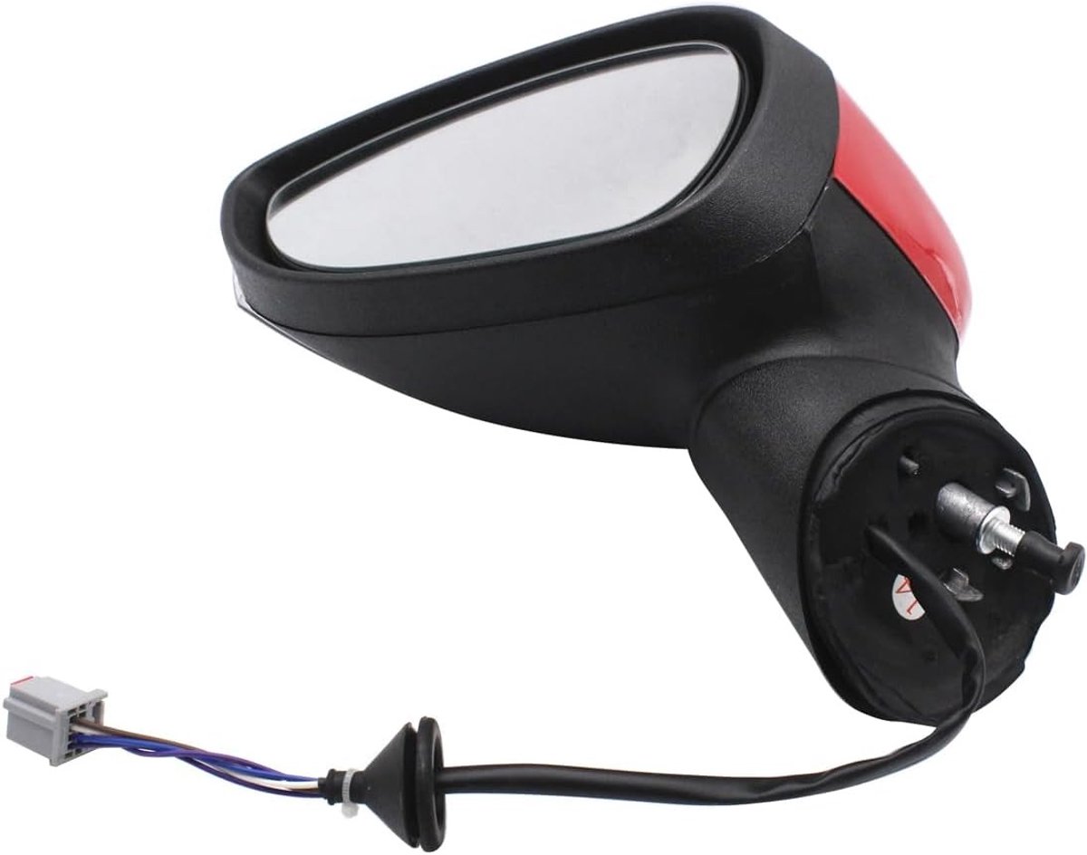 Spiegel voor elektrische deurvleugel links voor passagierszijde, compatibel met Fiesta MK7 2008-2012, kleur rood, vervangingsonderdeel, auto-accessoire, kwaliteitsproduct