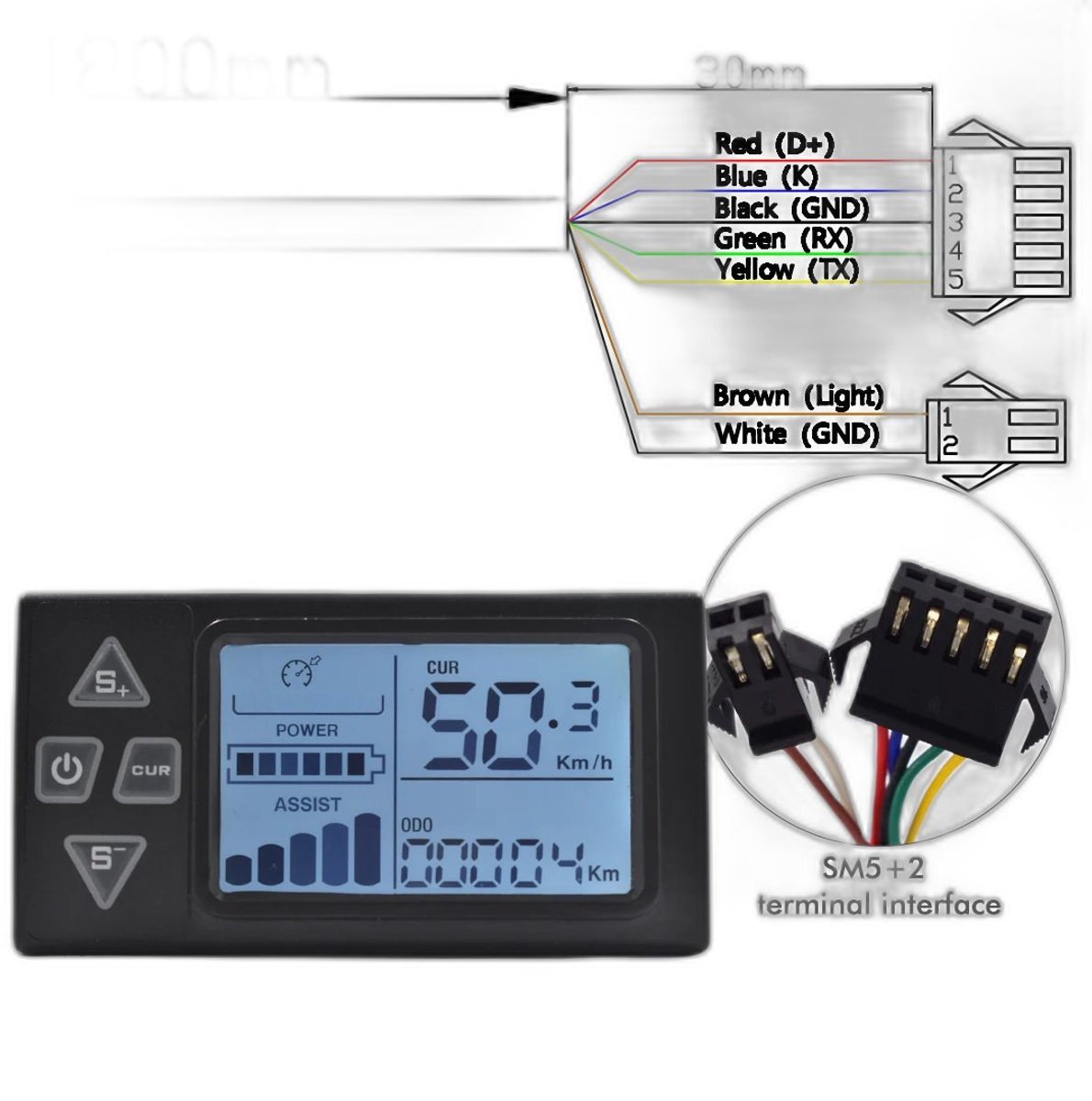 Currero Fatbike Scherm - LCD Display - Schermpje - E-Bike Accessoires - Elektrische Fiets - Dashboard - Snelheidsmeter - Kinderen & Volwassenen