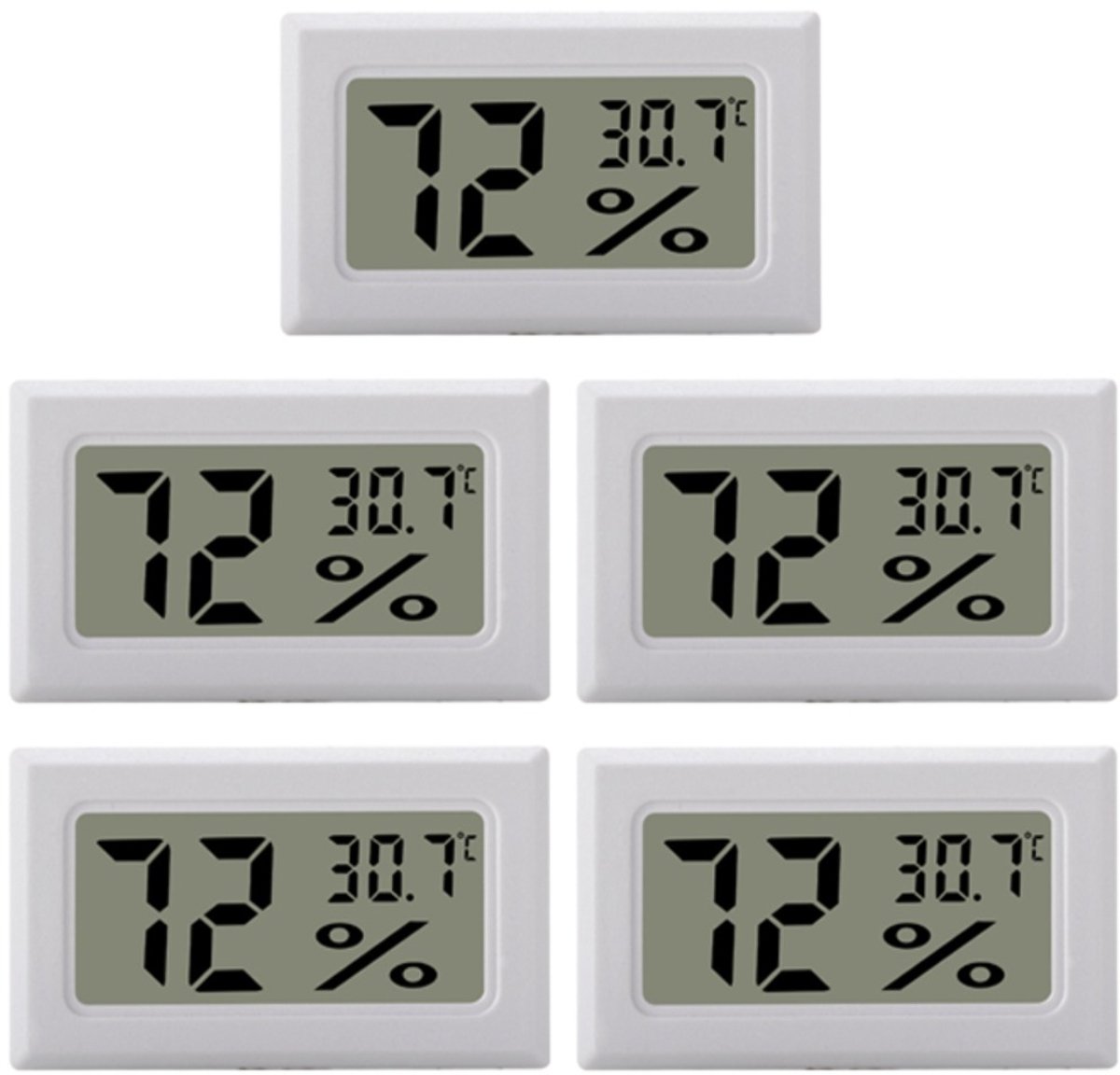 Mini digitale hygrometer / thermometer 5-pack