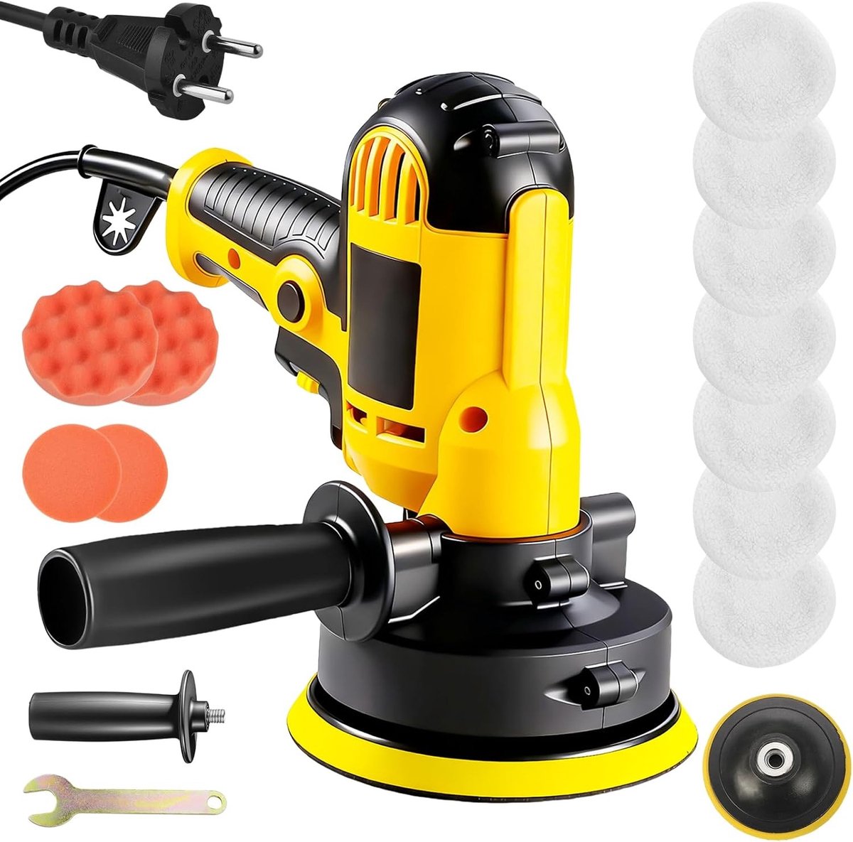 Krachtige polijstmachine 700 W met 6 snelheden en 12 accessoires voor autodetails, polijsten, waxen en krassen verwijderen