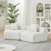 Modulaire Gebogen Zitbank 2 Zits 223 Cm Halfrond Met 2 Kussens Voor Woonkamer Slaapkamer En Kantoor Chenille Beige