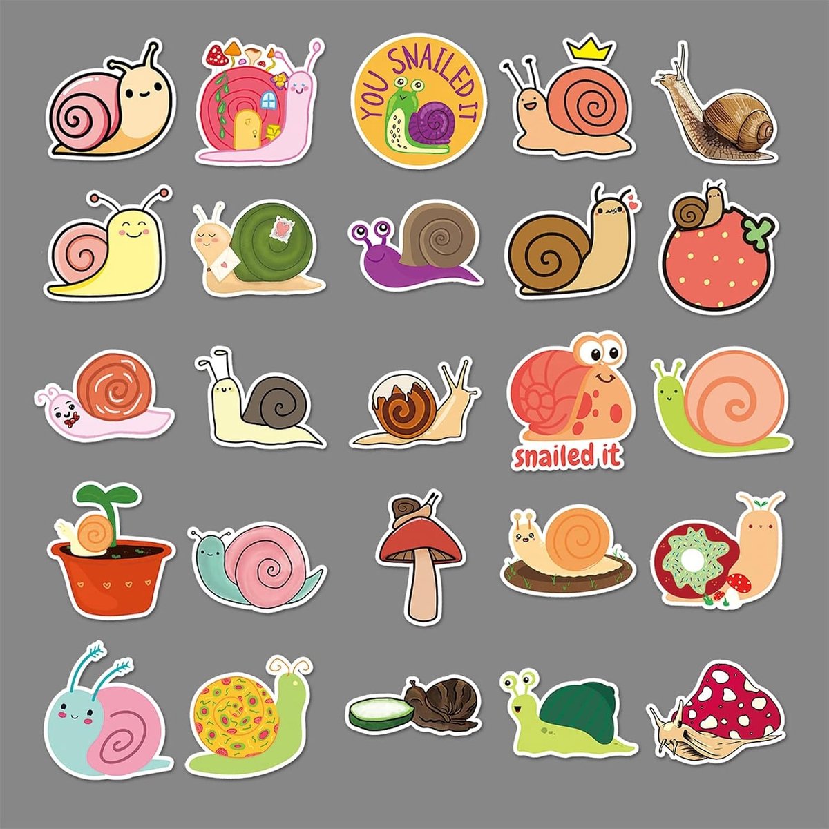 50 Stuks Slakken Stickers voor Skateboards, Motoren, Fietsen en Koffers - Waterdichte Vinyl Stickers voor Kinderen en Tieners