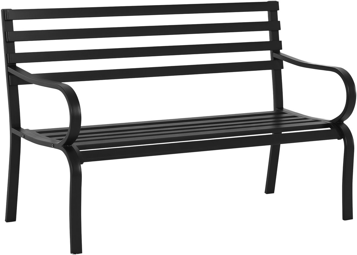 Outsunny tuinbank - Metaal - 127x58x82cm - Zwart
