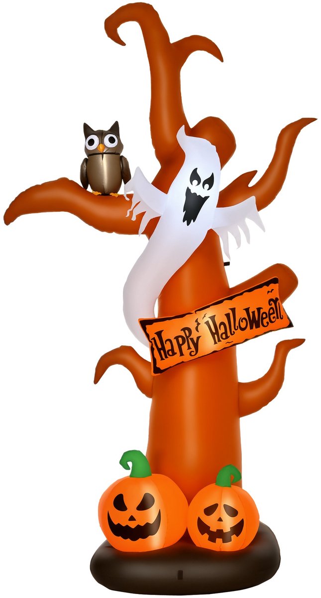 HOMCOM Opblaasbare Halloween Spookboom Polyester 156B x 107D x 274H cm Bruin