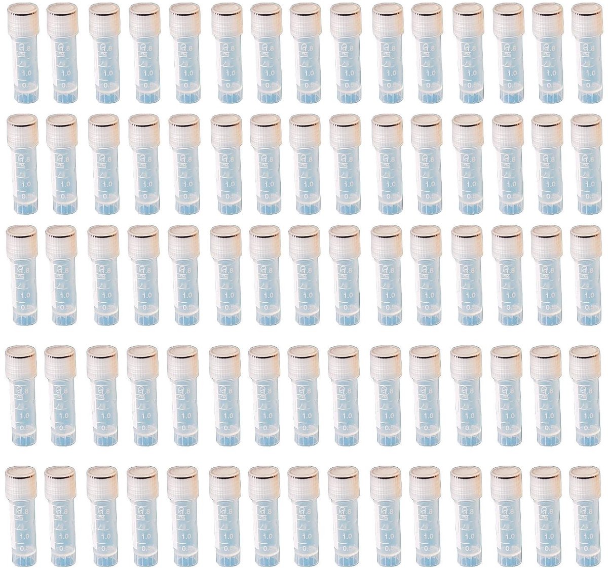 60 Stuks 2ml Plastic Cryo Tubes - Duidelijke Opslagcontainers voor Monsters, Laboratorium Vials en Vriesbestendige Testbuizen met Deksel
