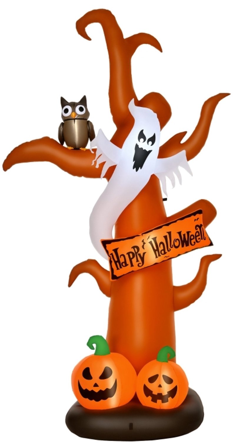 REDOM - Opblaasbare Halloweenboom 274 cm - Met spook, pompoen en LED-verlichting - Bruin