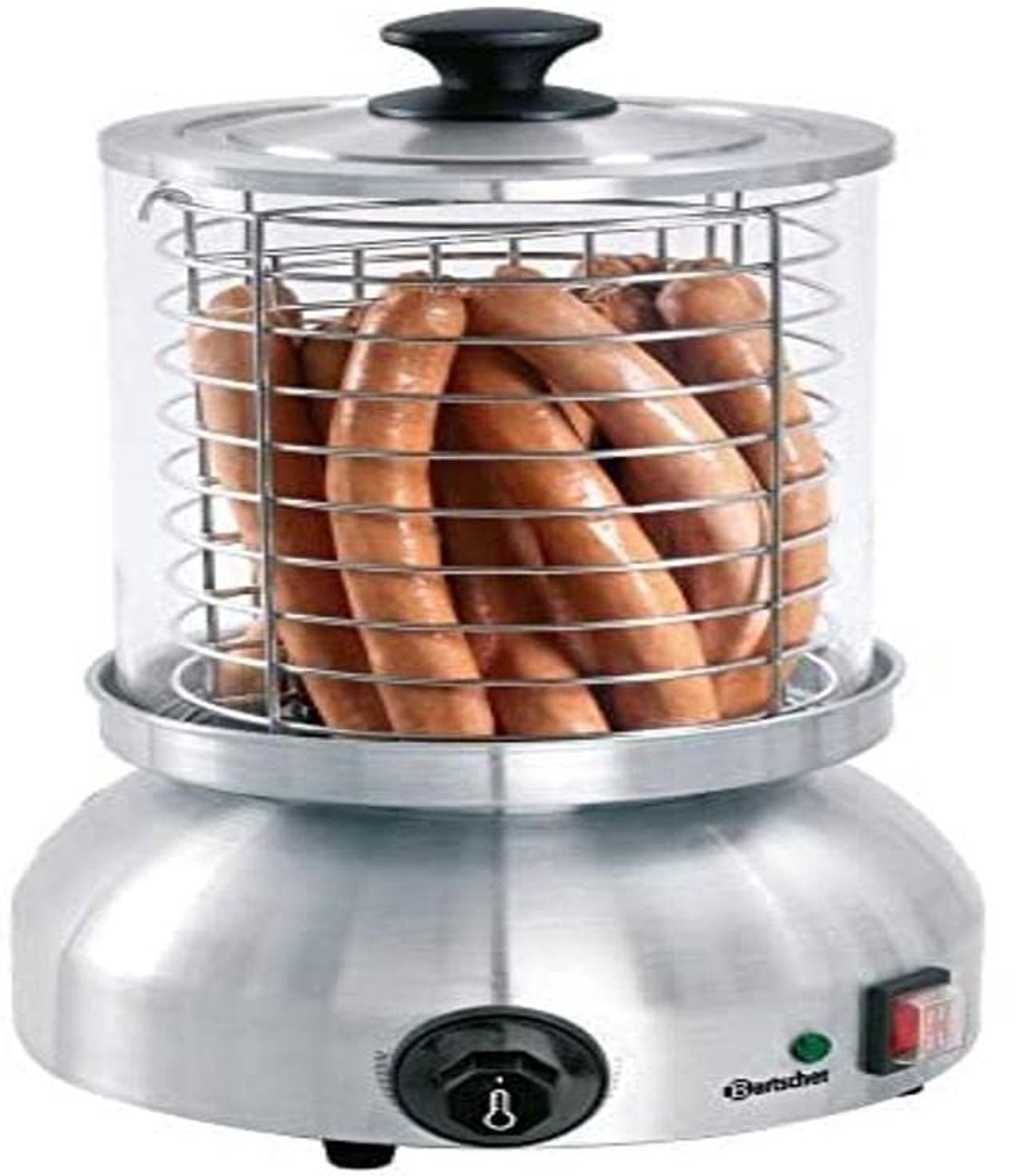 Hot Dog apparaat rond - met glazen cilinder