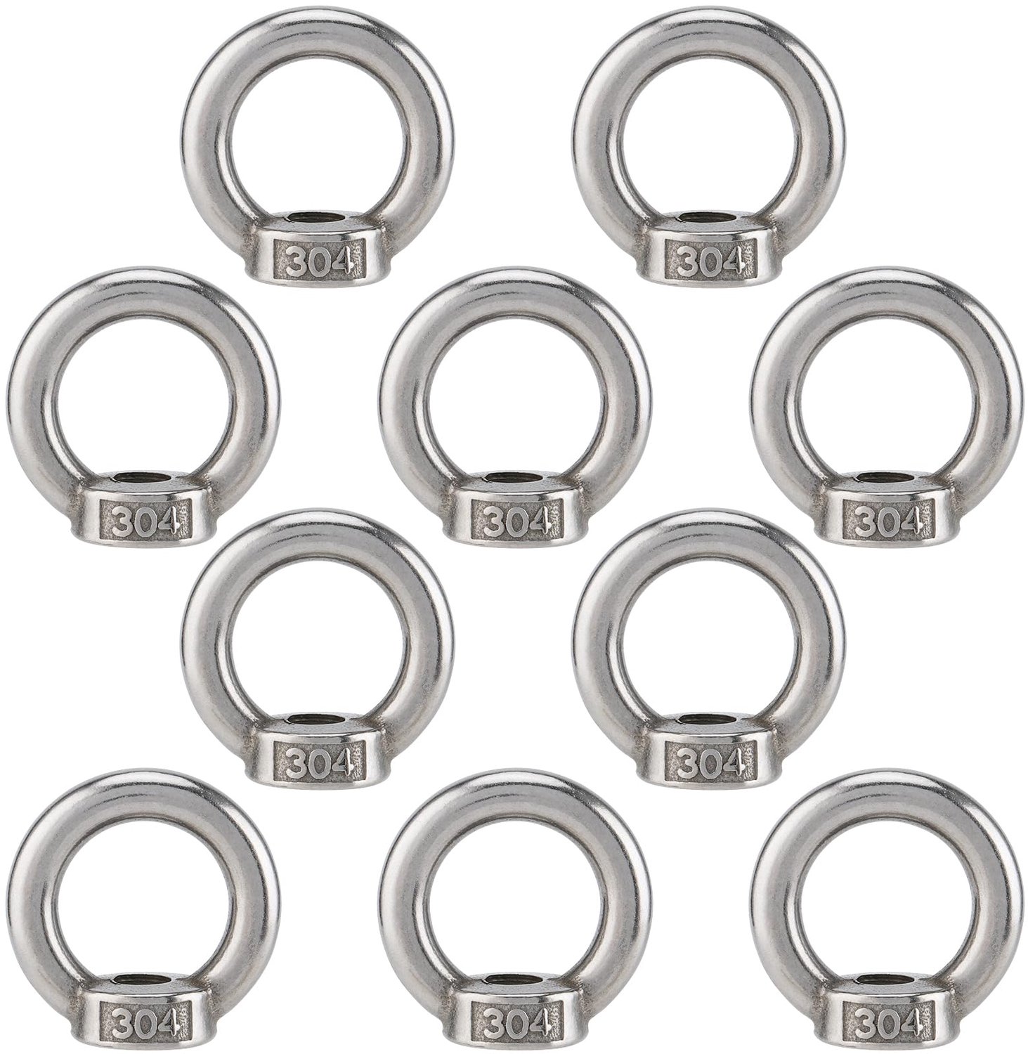 Ringmoeren 10 Stuks - Oogmoer M10 - Roestvrij Staal - Schroefdraad - Hefaccessoires - Eenvoudige Montage - Oogmoeren
