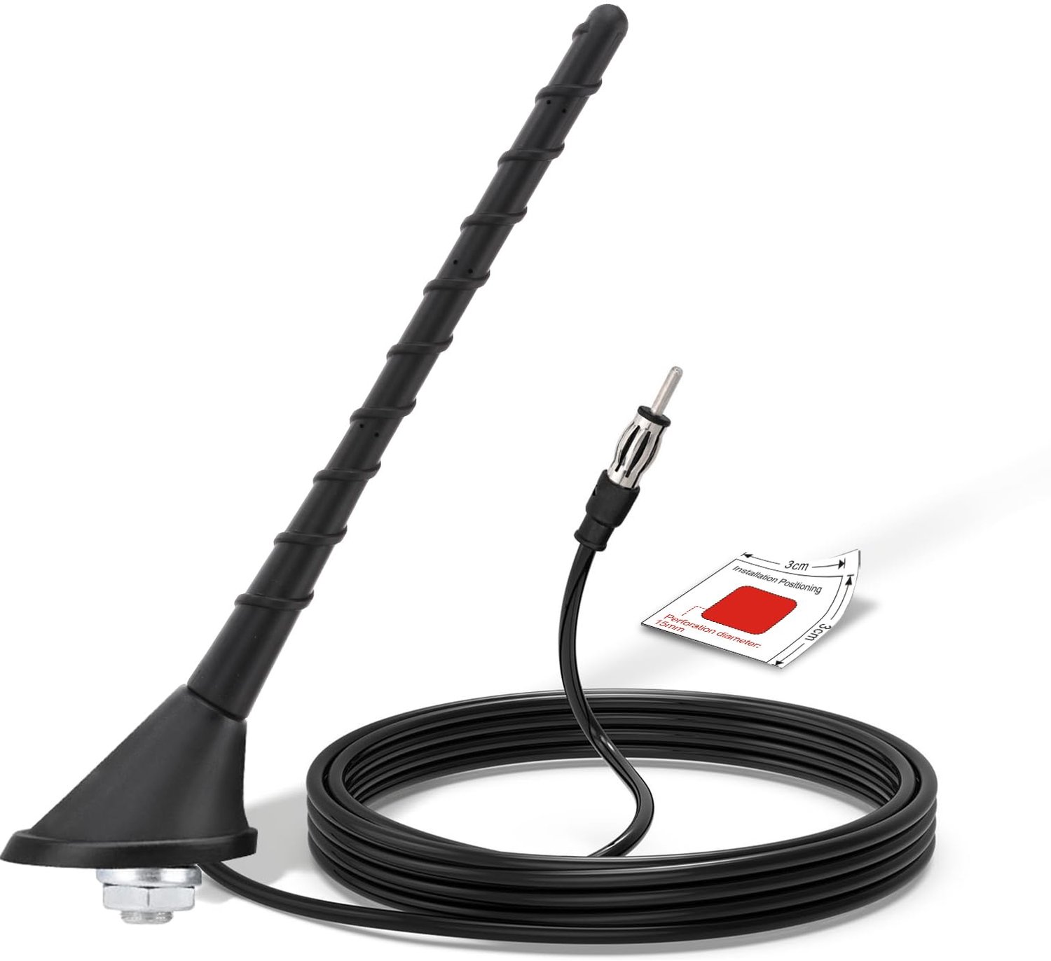 Universele Auto Radio Antenne met 5m Kabel en DIN Connector