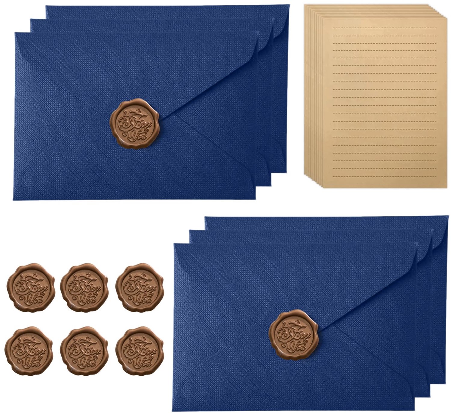 Vintage Briefpapier Set met Enveloppen en Waxzegels