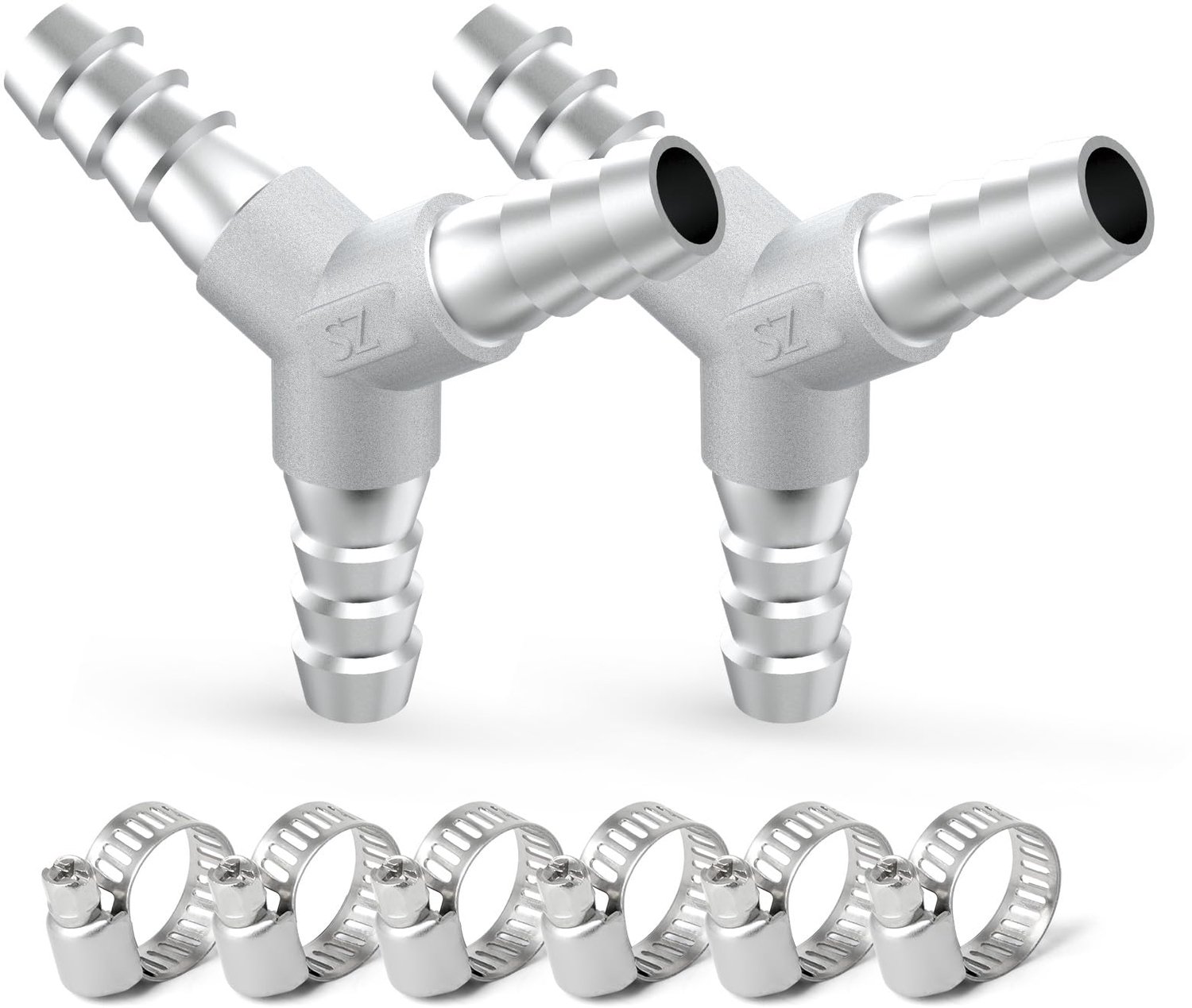 Set van 2 RVS Y-vormige Slangverdelerconnectors