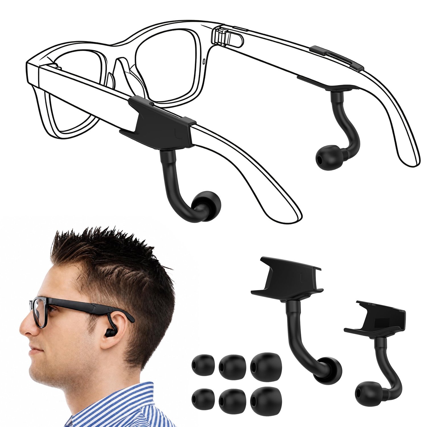 Privacy Oor Tips voor Ray-Ban Meta Wayfarer, Slimme Bril Accessoires