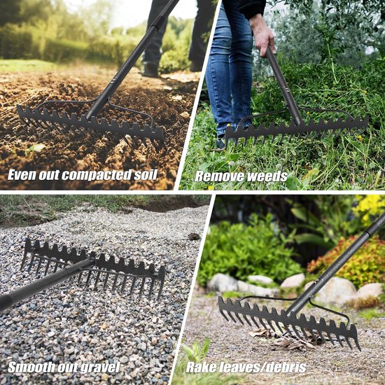 Tuinhark 60 Inch - 17 Tanden - Verstelbare Tuin Rake — afbeelding 4