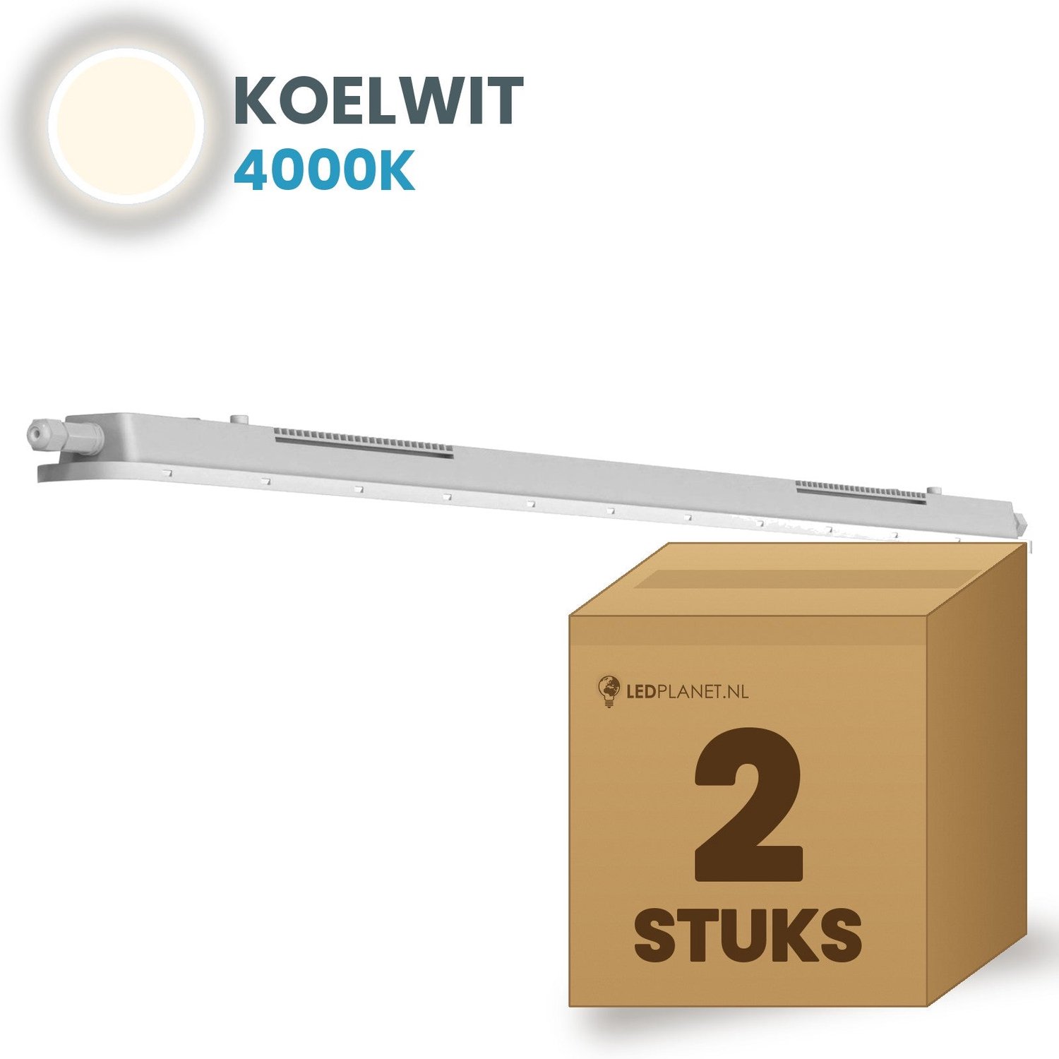 Tsong TL armatuur Tri Proof 600mm 2 stuks - 18W 2790lm - Koelwit 4000K - Koppelbaar - IP65 - 230V