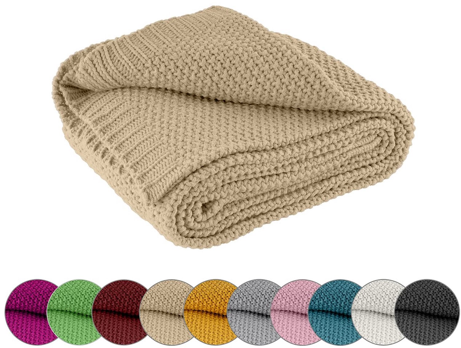 Warme Zachte Gebreide Deken 140 x 190 cm Beige