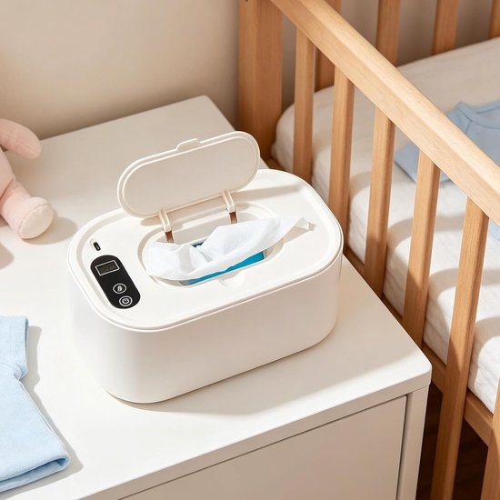 Doekjeshouder - Billendoekjes Verwarmer - Billendoekjesdoos - Wipe Box Doekjesverdeler - Hydraterend en temperatuurregulerend - USB - 5 verwarmingsstanden - Verstelbare warmhouder voor vochtige doekjes - Energiebesparing en milieubescherming - Wit — afbeelding 2