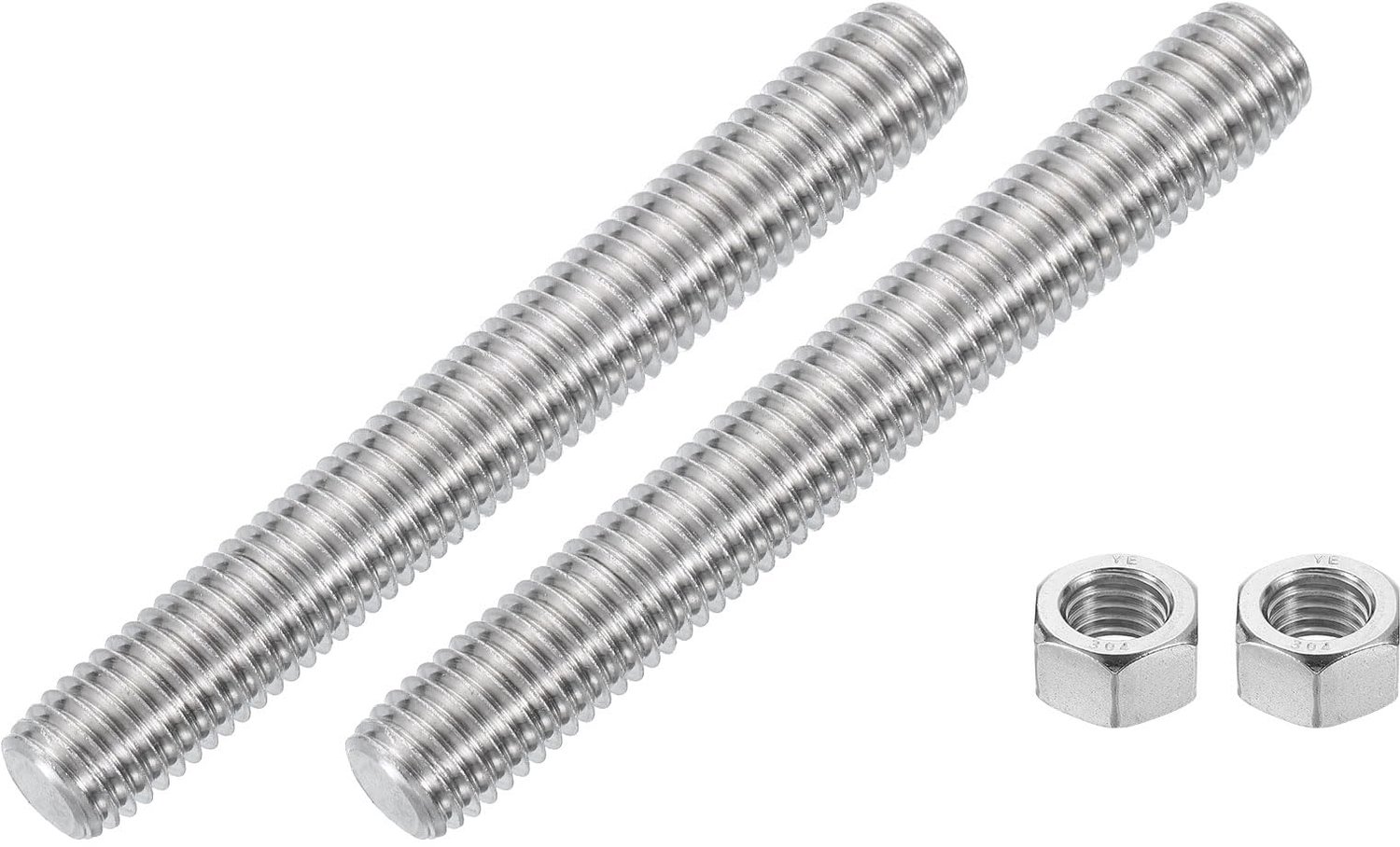Volledige Draadstang van 304 RVS voor Meubelmontage (2 Stuks)