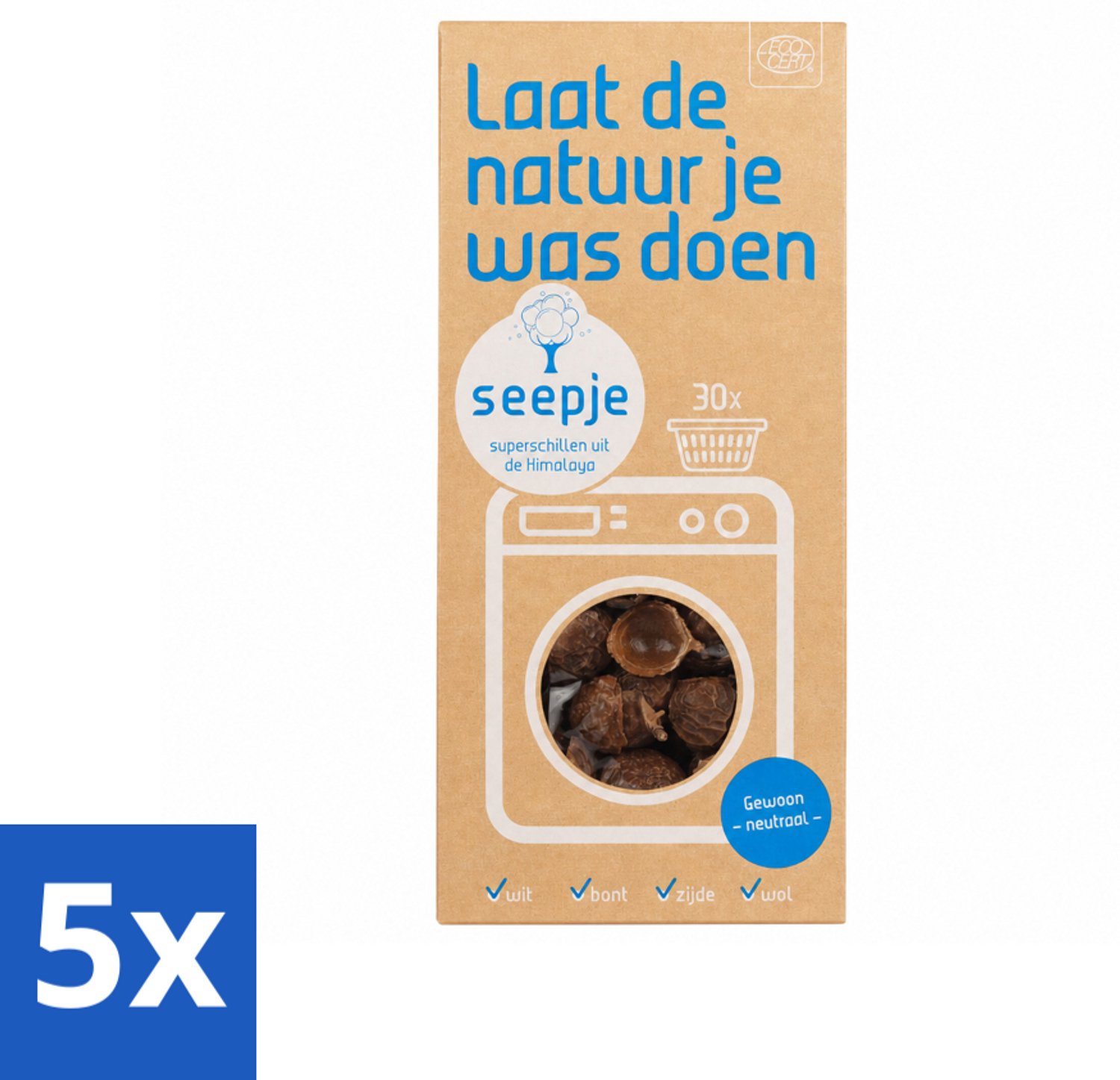 5 x Seepje - Wasmiddel - Milieuvriendelijk & Zeer Zacht - 'Gewoon neutraal' - 150 gr - Voordeelverpakking - 5 stuks