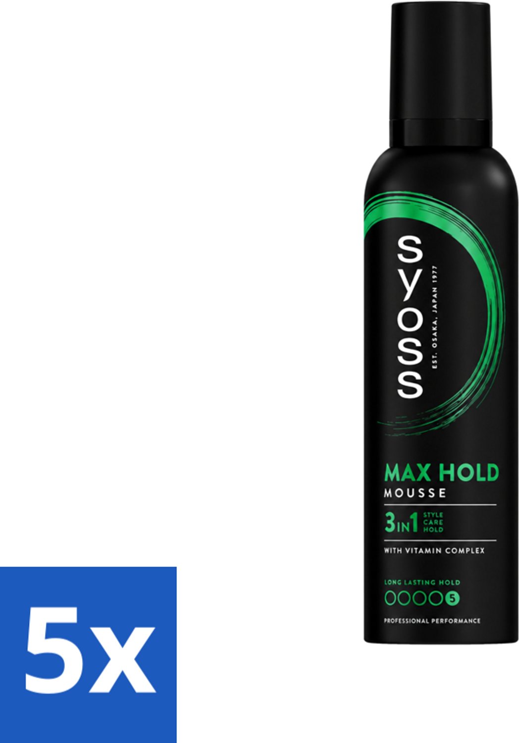 5 x Syoss - Max Hold - Haarmousse - Ultra Sterke Hold - 250 ml - Voordeelverpakking - 5 stuks