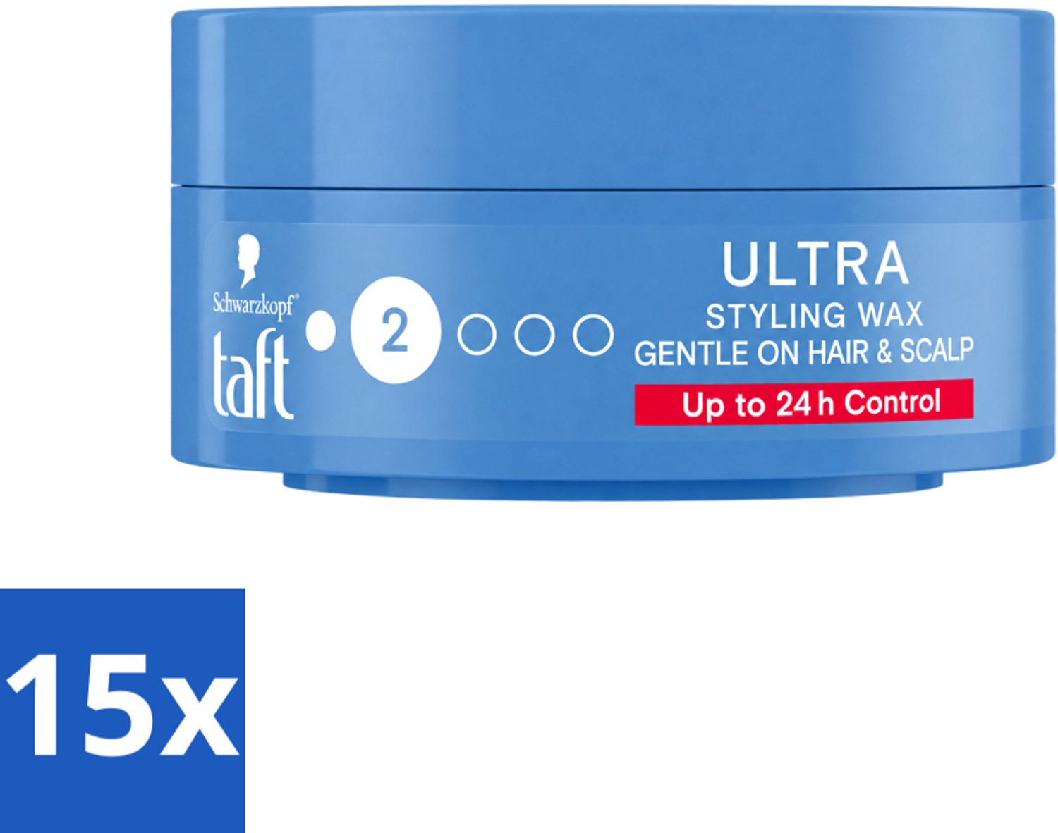 15 x Taft - Ultra 2 - Styling Wax - Flexibele textuur - 75 ml - Voordeelverpakking - 15 stuks