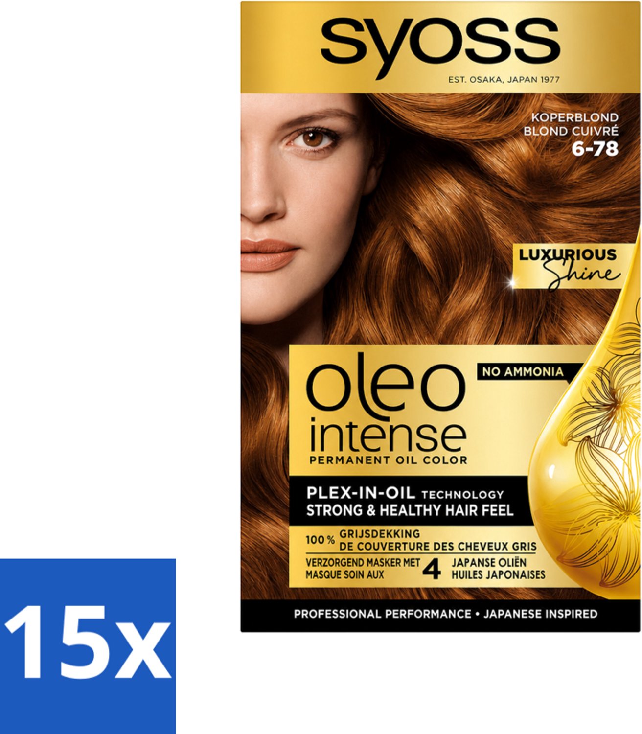 15 x SYOSS - Oleo Intense 6-78 - Haarverf - Permanente Haarkleuring - Koperblond - Langdurige Kleur - Voordeelverpakking - 15 stuks