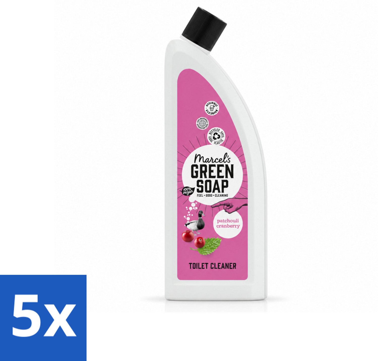 5 x Marcel's Green Soap - Toiletreiniger - Patchouli & Cranberry - Krachtige frisheid - Voordeelverpakking - 5 stuks