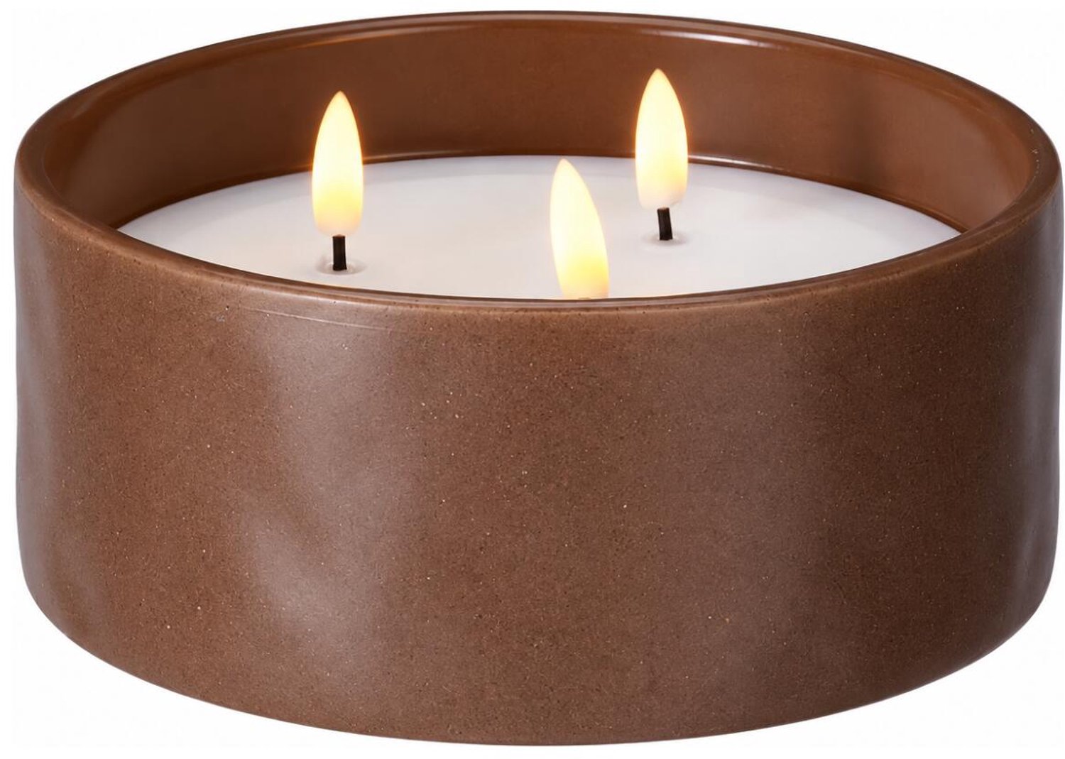 Home & Styling LED Solar LED kaars in pot - met 3 lonten - beton - bruin - D17 x H8 cm - buiten - waterdicht