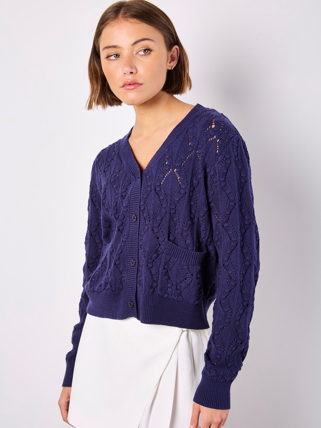 Gebreid vest met pointelle-patroon
