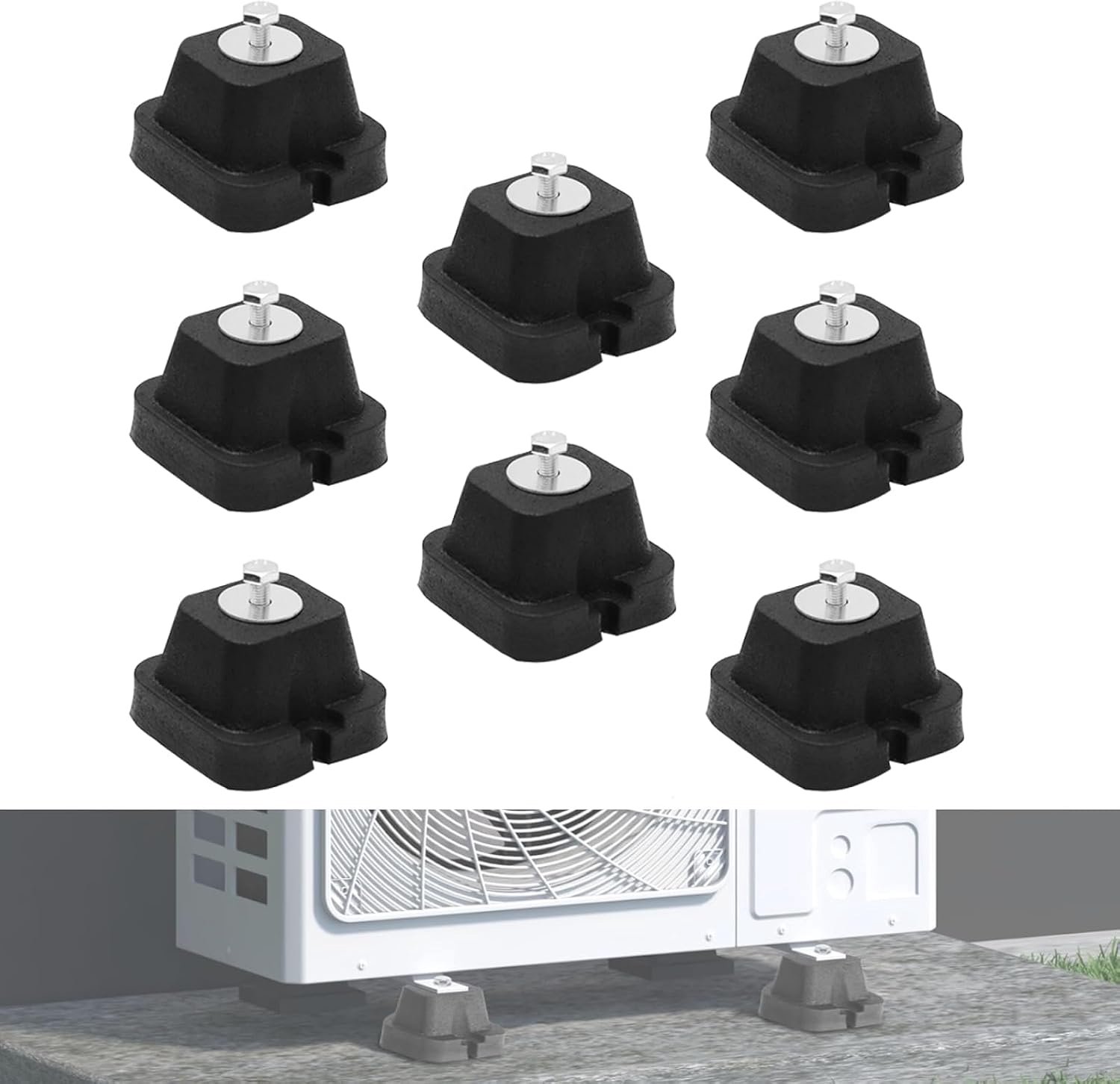 8 stuks trillingsdempers voor airconditioning, rubberen schokdempers, trillingslagers voor airconditioning en warmtepomp, trillingsdemper en geluidsreductie, draagvermogen 500 kg