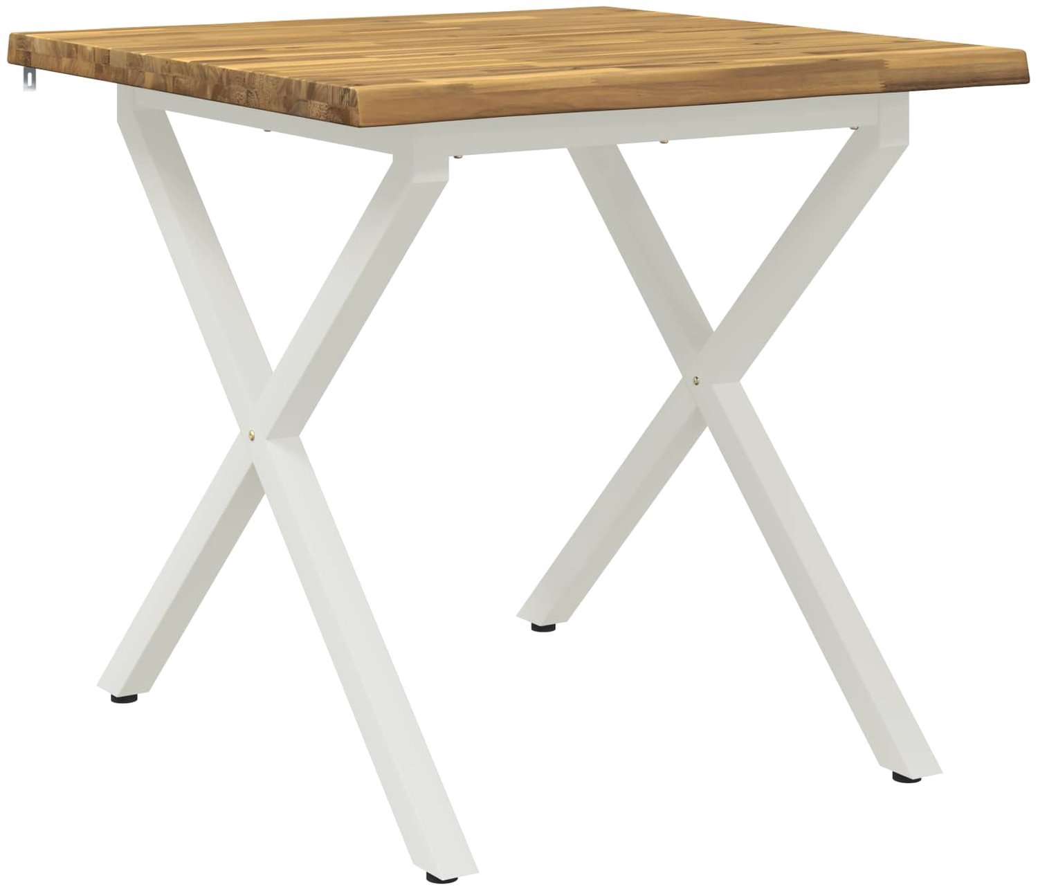 vidaXL Eettafel - met - levendige - rand - 70 - x - 70 - x - 75 - cm - Massief - Acacia - Hout Whitewash en wit