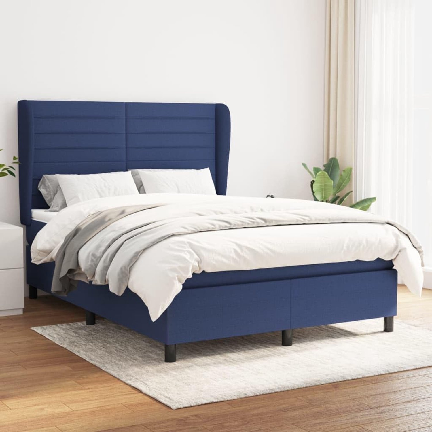 Stof Verstelbaar hoofdbord Pocketvering matras Blauw 140x200 cm