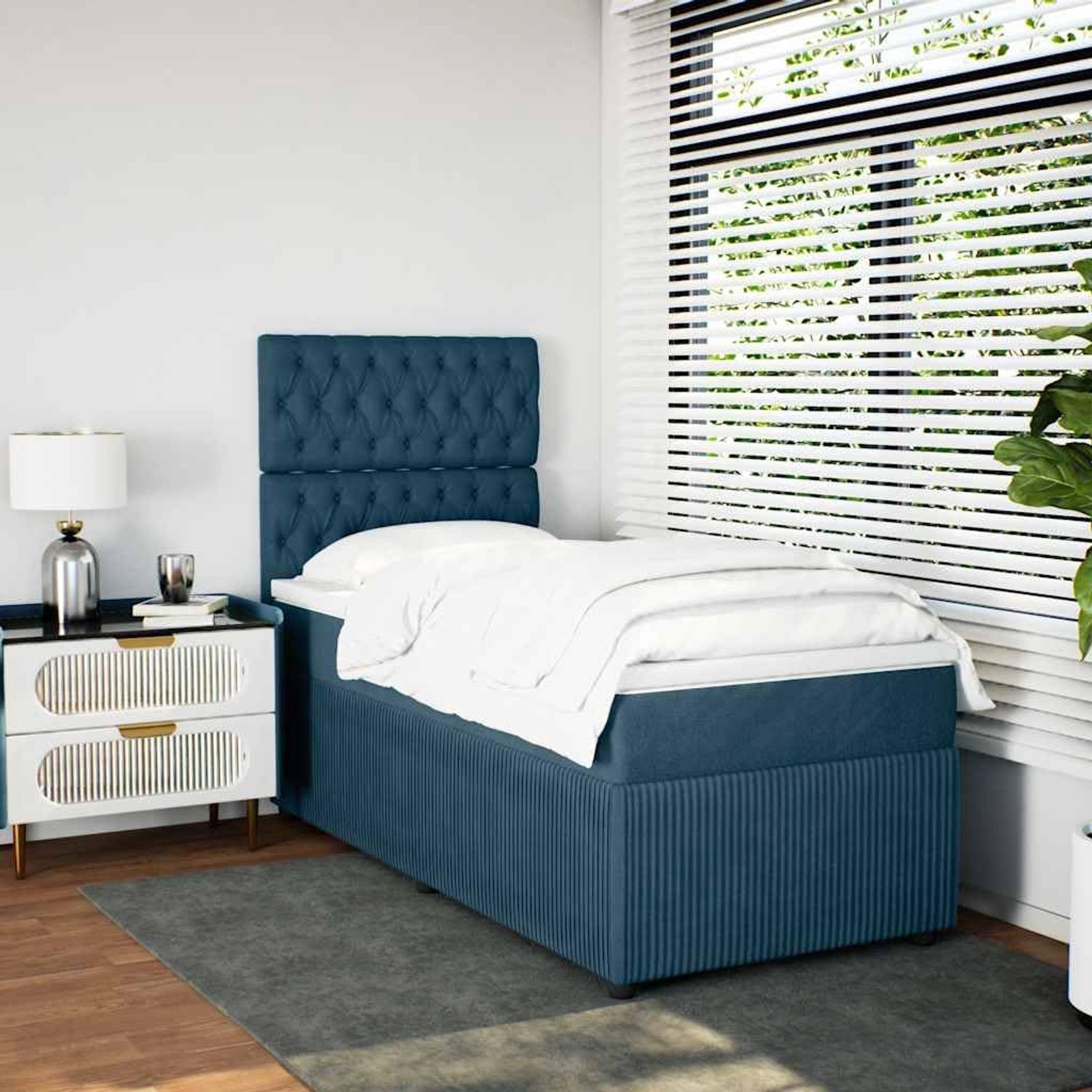 Boxspring met pocketveren Blauw 80x200 cm