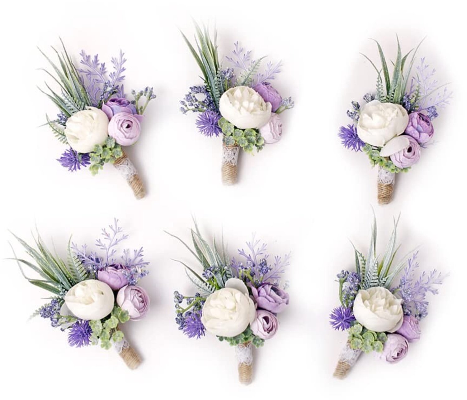 Set van 6 Paarse Kunstbloemen voor Bruidskinderen