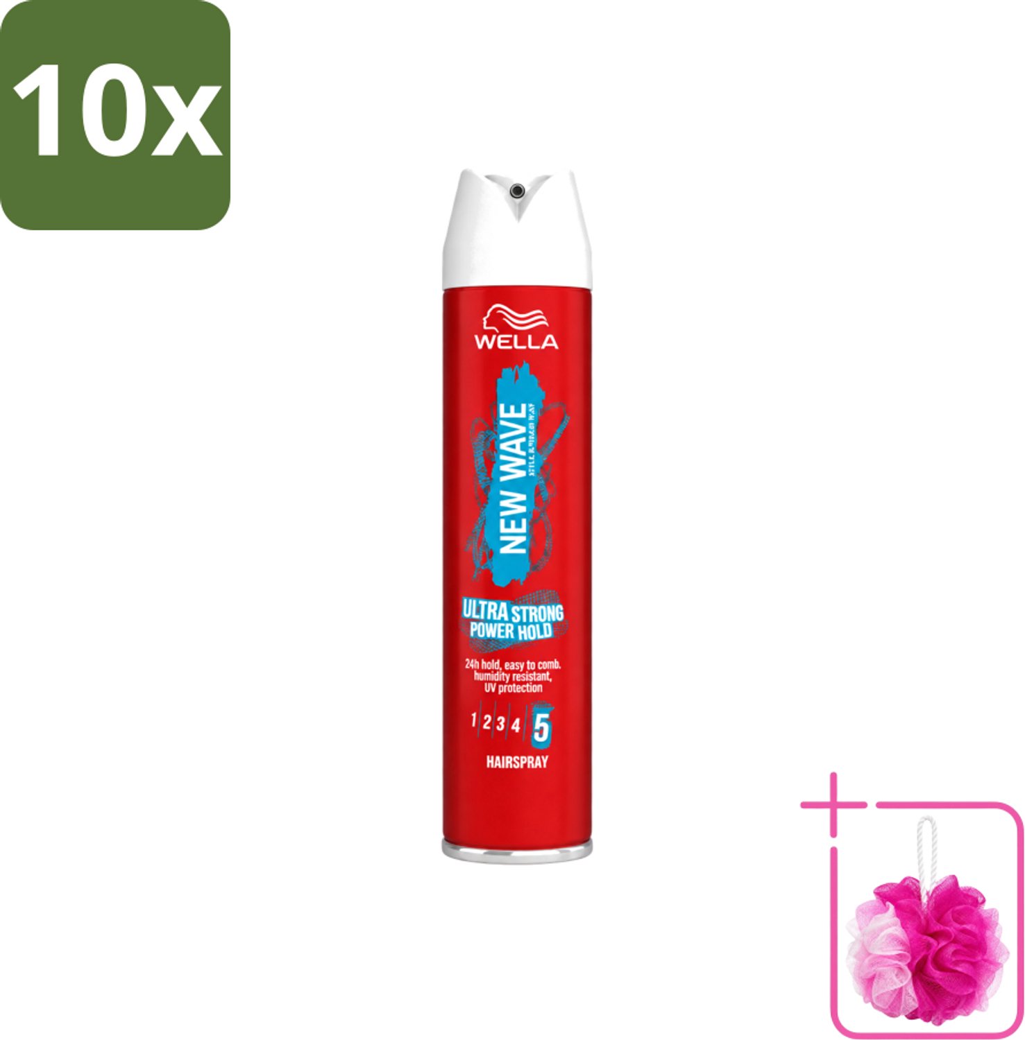 10 x Wella – New Wave Rock’n Hold Ultra Strong – Haarspray – 250 ml - Bulkverpakking - Haarspray - Douchemop - Stevigheid