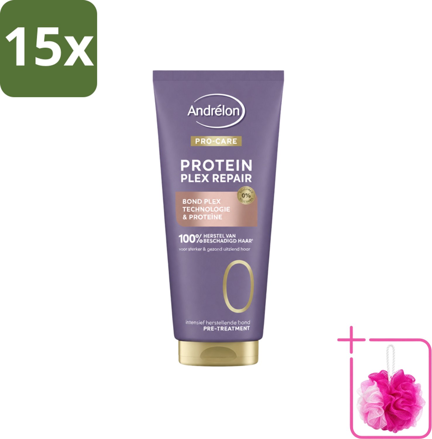 15 x Andrélon – Pre-Treatment – Pro Care Protein Plex Repair – 170 ml - Bulkverpakking - Haarbescherming - Douchemop - Haarherstel
