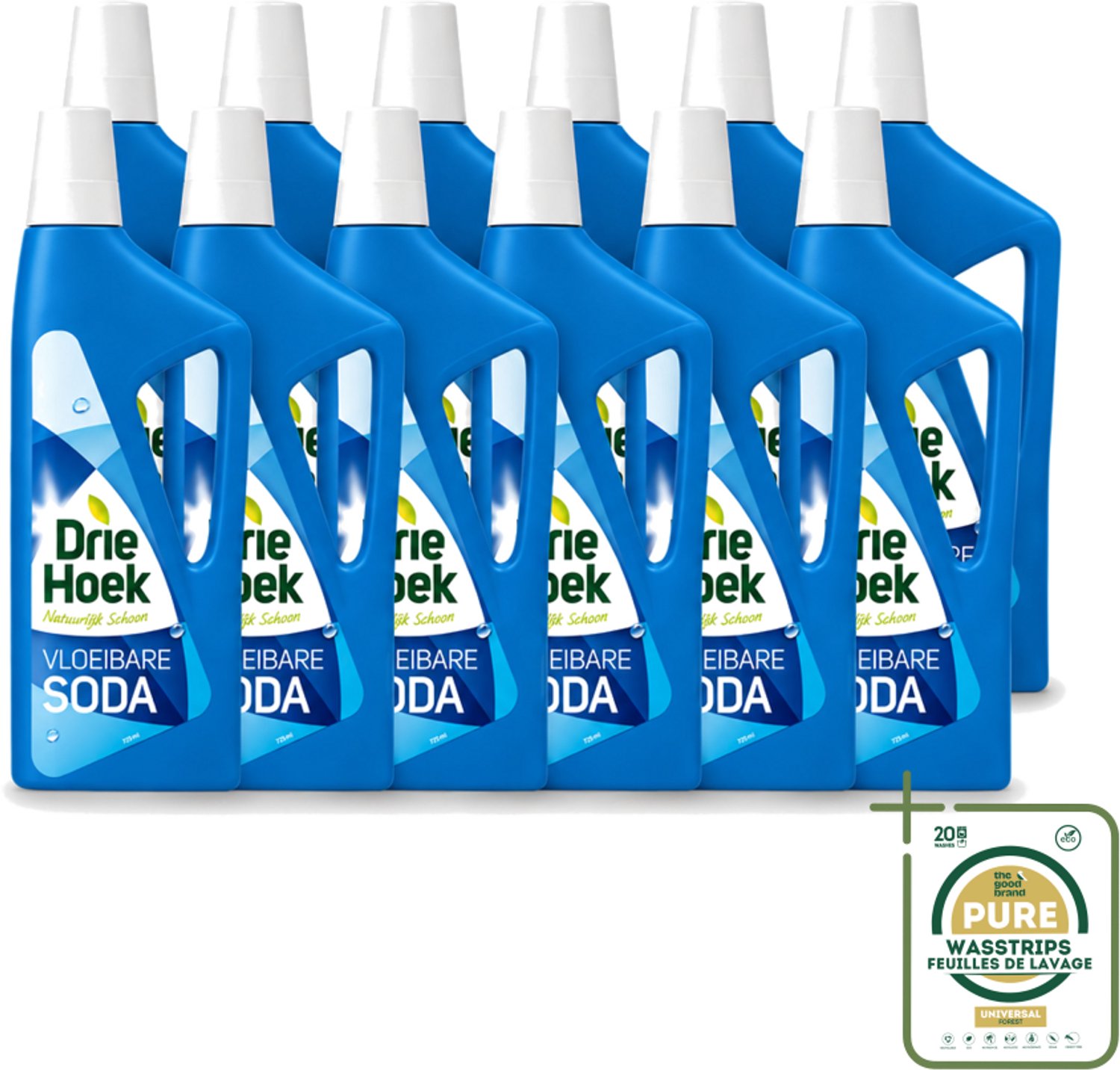 12 x Driehoek – Vloeibare Soda – 725 ml - Wasstrips - Vloeibare Soda - Schoonmaakmiddel - Textiel Reinigen - Vloer Reinigen - Steen Reinigen