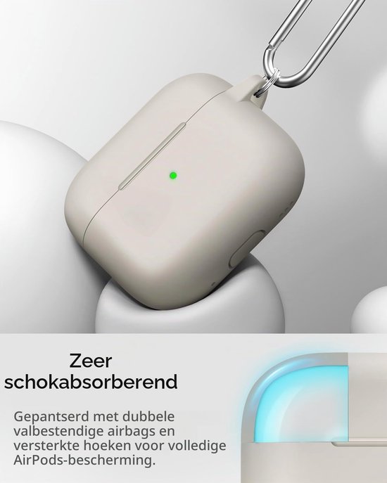 Siliconen voor AirPods Pro 3 Hoes, A8-Stone White — afbeelding 4