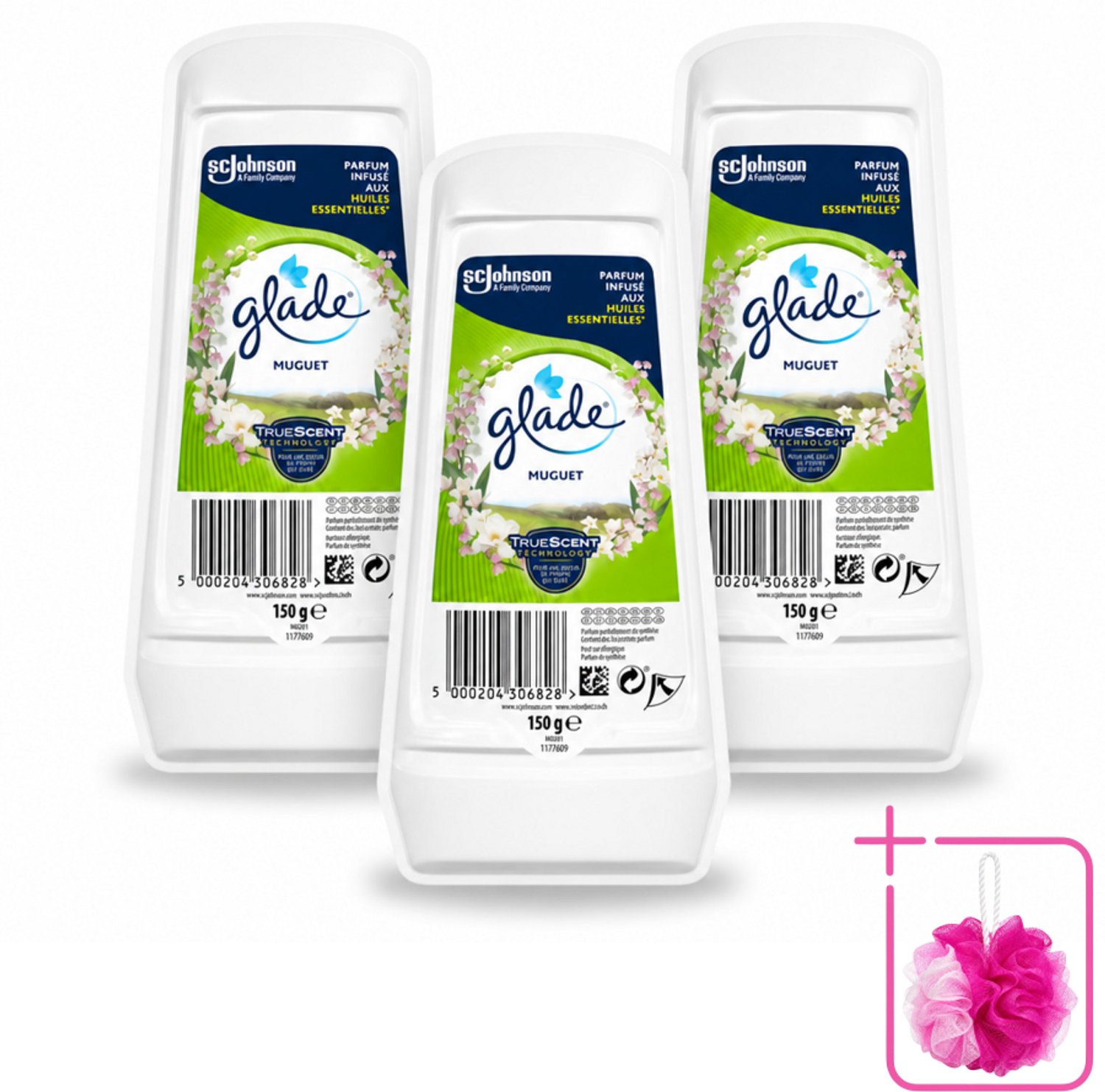 3 x Glade – Luchtverfrisser Gel – Muguet – 150 g - Bulkverpakking - Luchtverfrisser - Douchemop - Geur