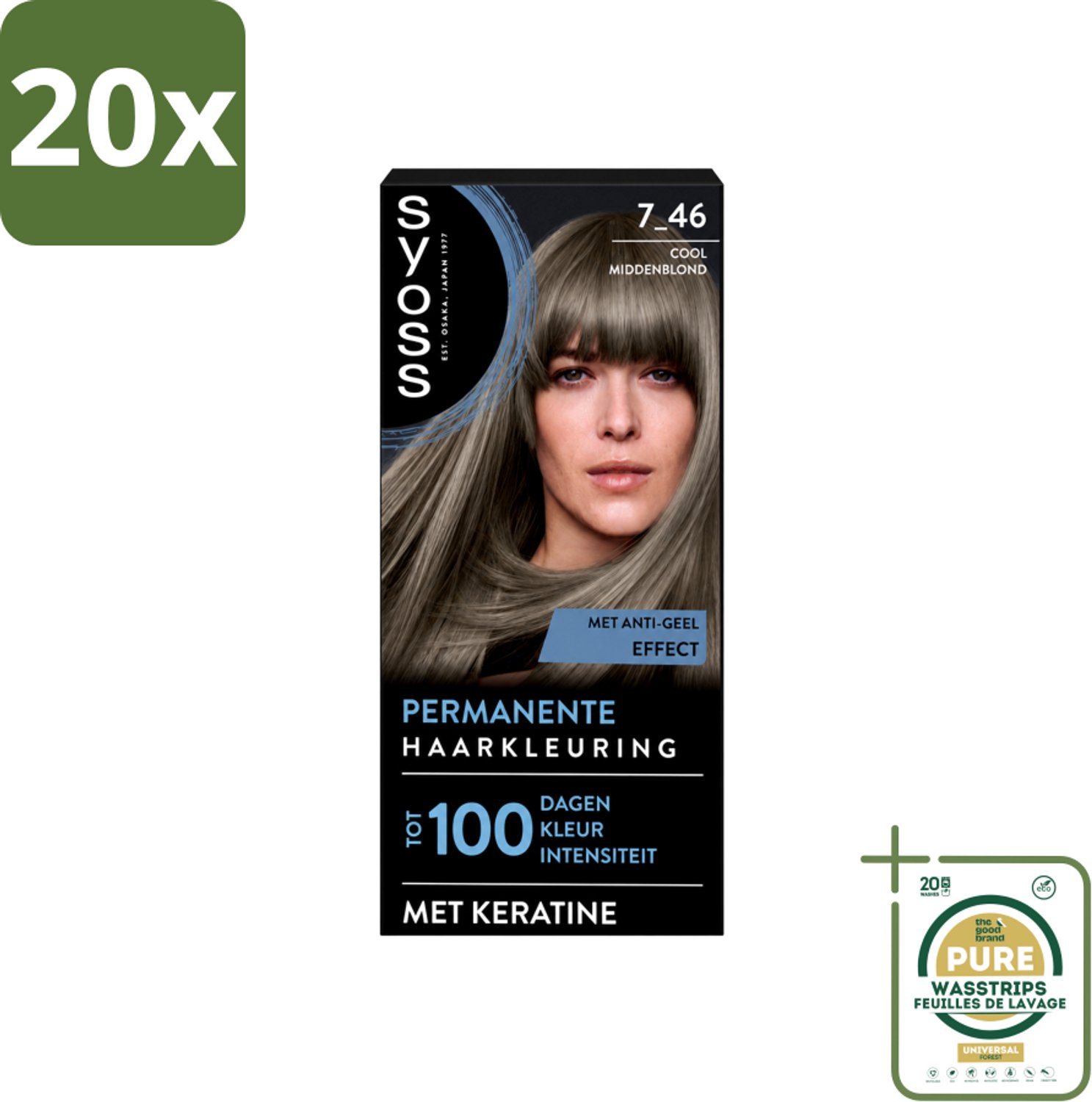 20 x SYOSS - Coloration 7-46 Cool Middenblond - Haarverf - Grijsdekking - Vermindert Haarbreuk - Wasstrips - Haarverf - Permanente Haarkleur - Grijsdekking - Keratine - Haarmasker