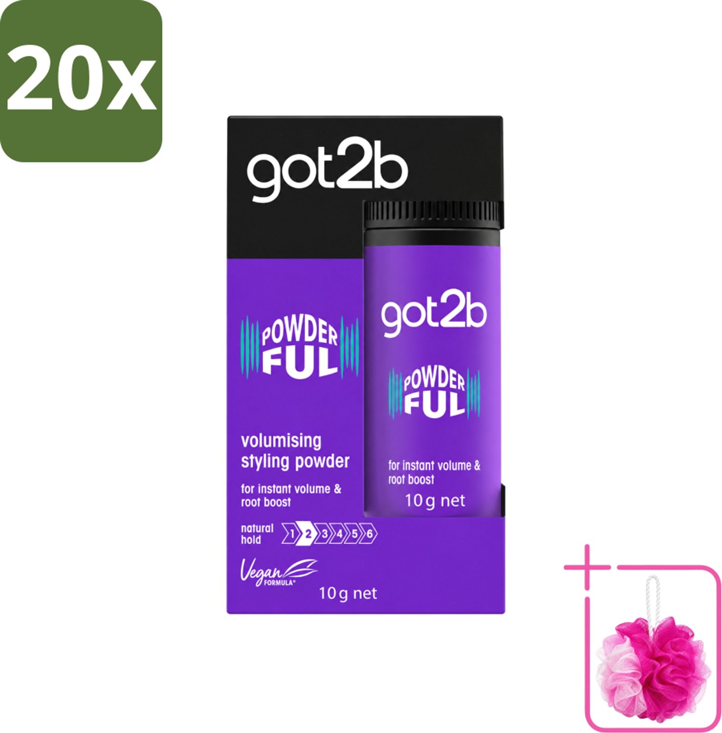 20 x Got2B - Stylingpoeder - Powderful - 10 g - Bulkverpakking - Haar volume - Douchemop - Haarkleur